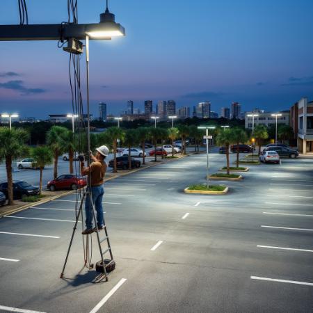 Parking lot lighting installation